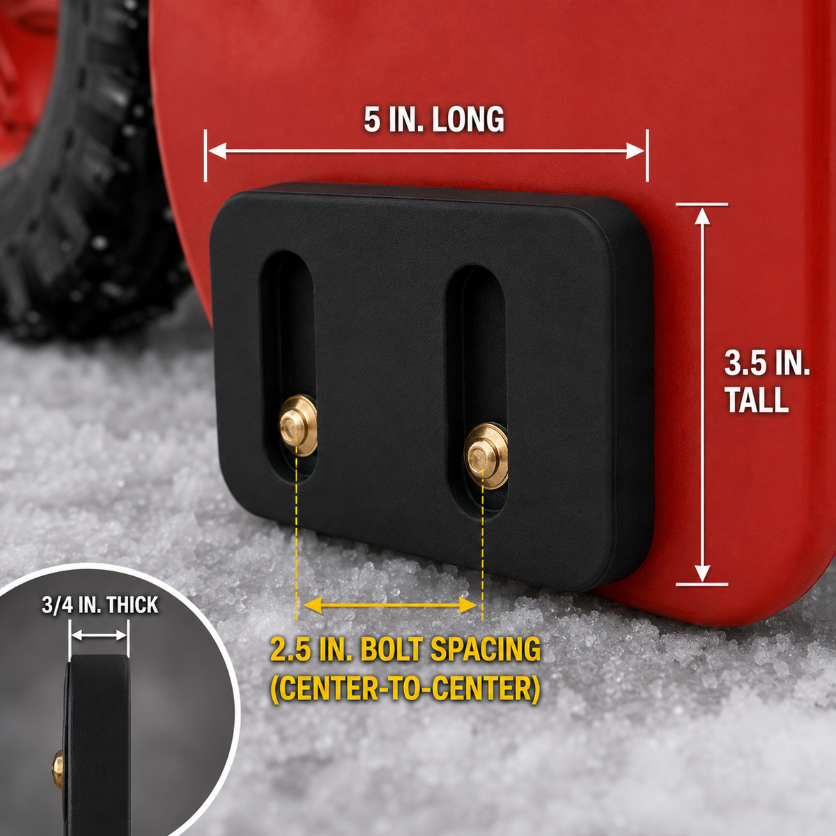 Cutting Edge Poly UHMW Snow Blower Skid Shoes, set of two with hardware for blowers with 2.5" bolt spacing