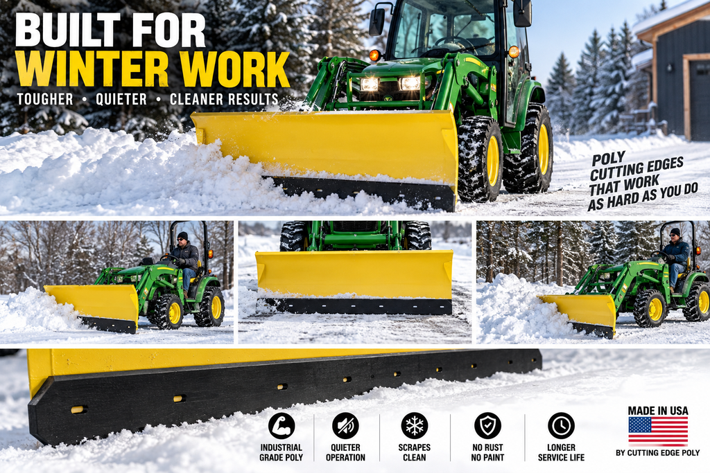 Cutting Edge Poly UHMW Poly Snow Plow Cutting Edge for John Deere Sub-Compact Tractor Front Blade, 1/2" Thick x 3" Tall, 48", 54", 60" & 72" Lengths
