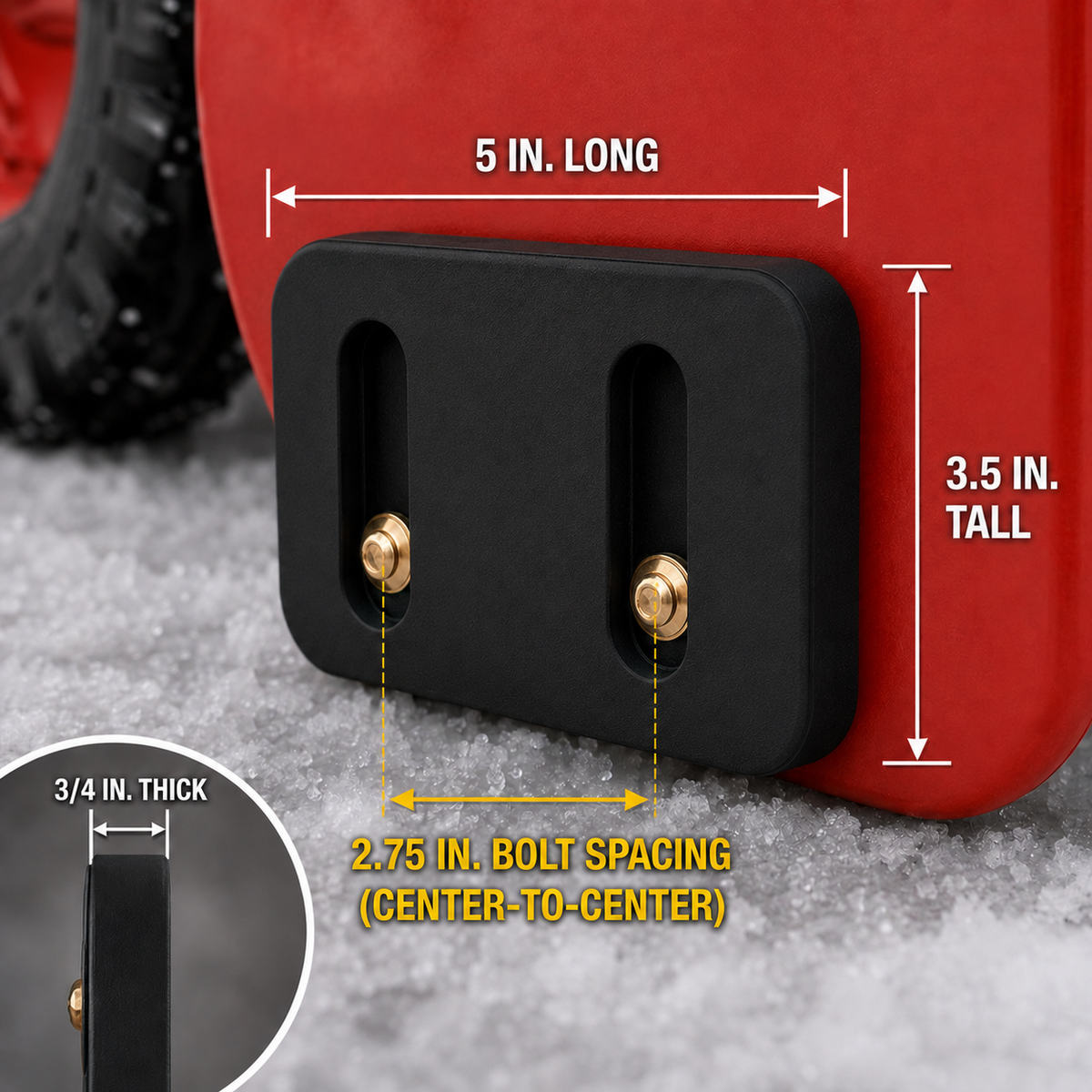Cutting Edge Poly UHMW Snow Blower Skid Shoes, 2.75 Inch Bolt Spacing, Pair