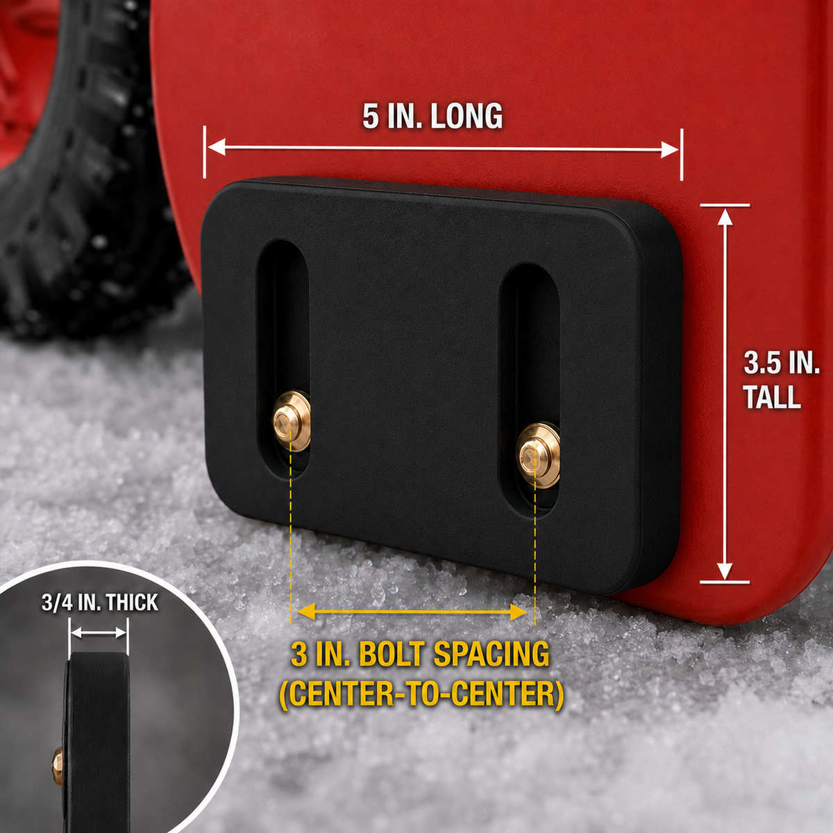 Cutting Edge Poly UHMW Snow Blower Skid Shoes, 3 Inch Bolt Spacing, Pair